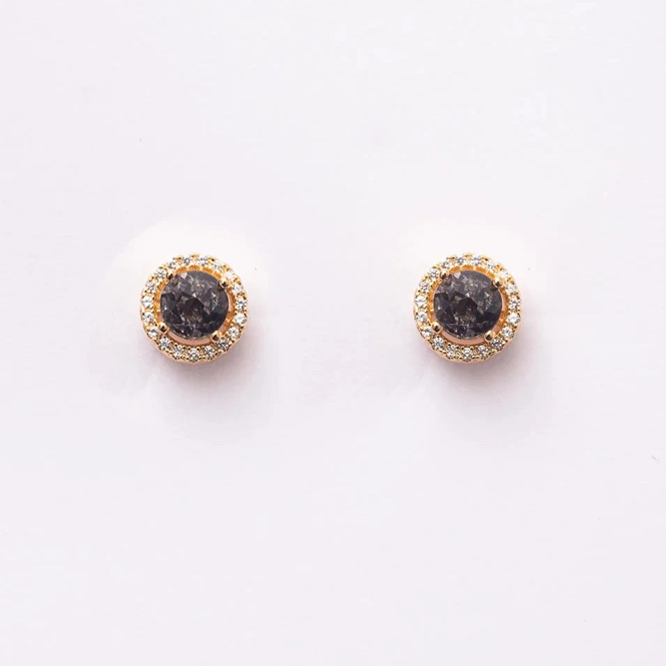 Bellis Earrings with Gray Crystal and Zirconias