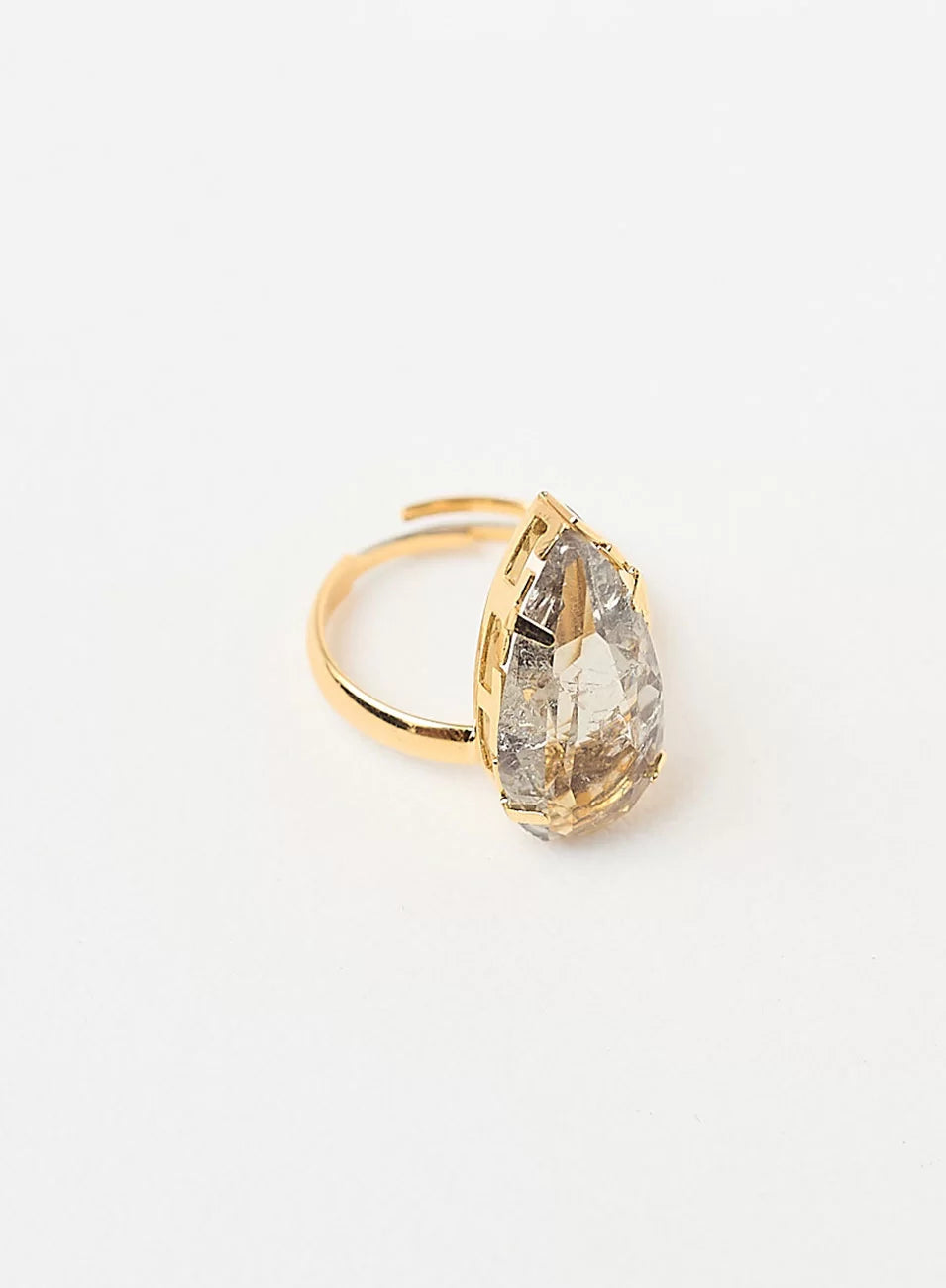 OLIVIA RING GRAY TEARDROP CRYSTAL GOLD PLATED