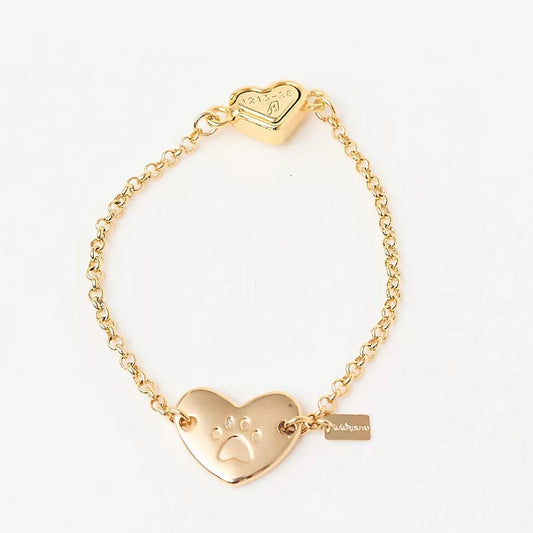 DOG PAW HEART BRACELET GOLD-PLATED