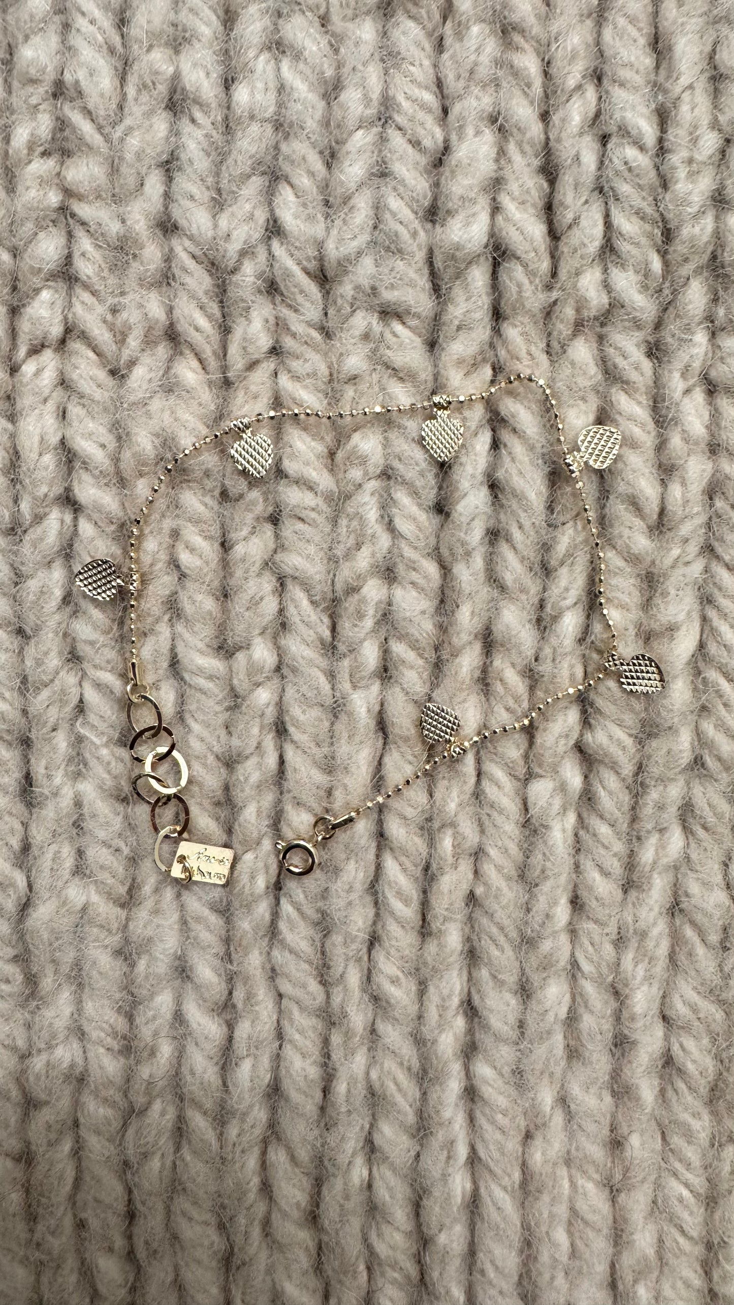 Digis Bracelet with Heart-Shaped Metal Pendants