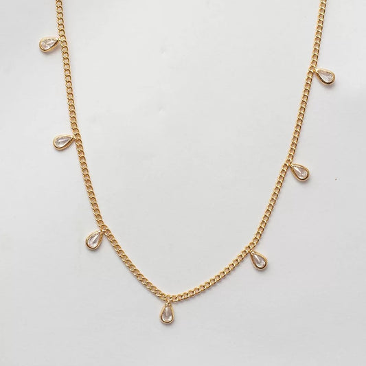 RAIN DROPS ZIRCONIA NECKLACE WITH GOLD PLATING