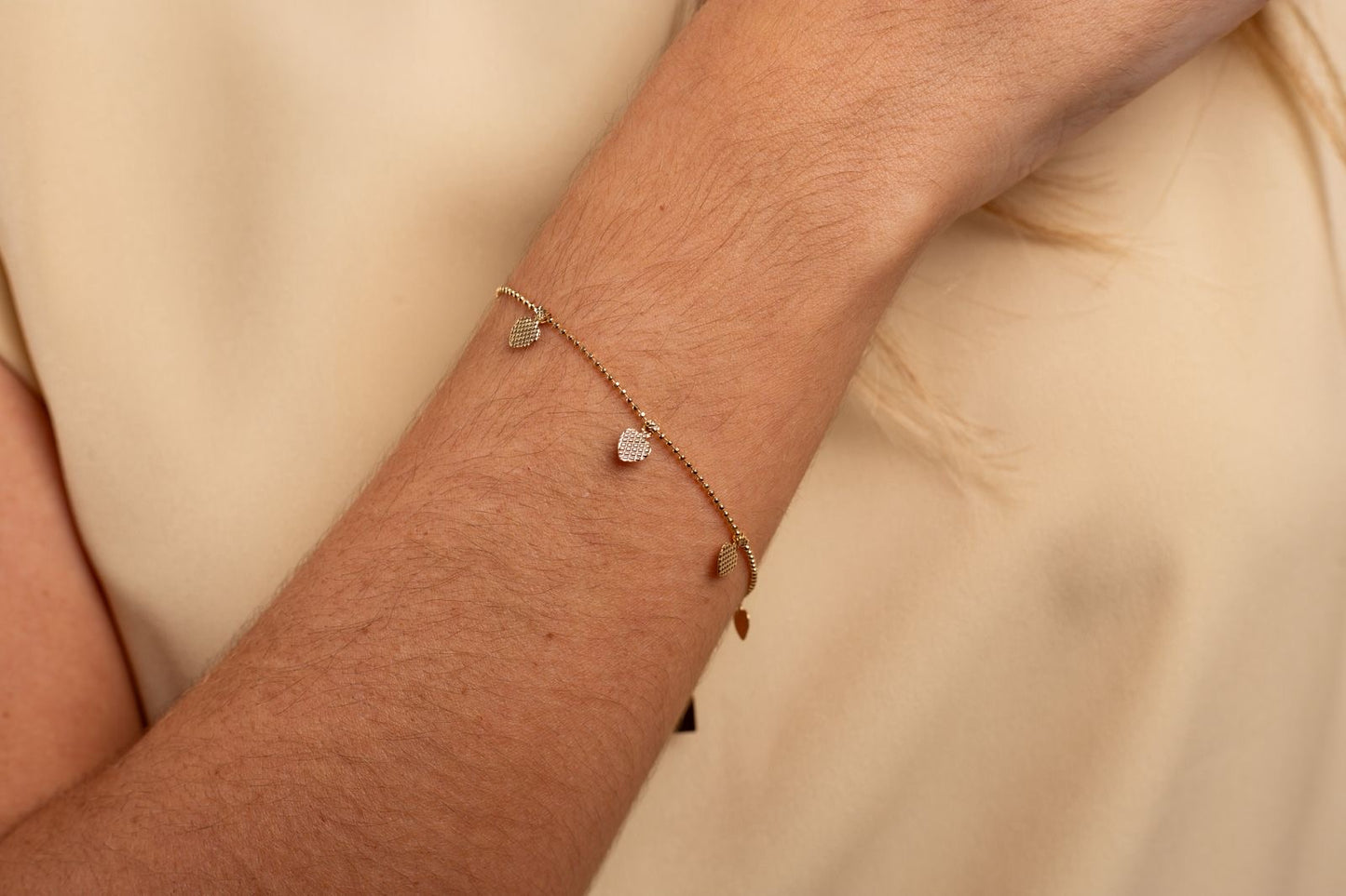 Digis Bracelet with Heart-Shaped Metal Pendants