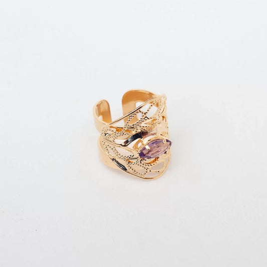 IMPERIAL RING AMETHYST CRYSTAL GOLD PLATED