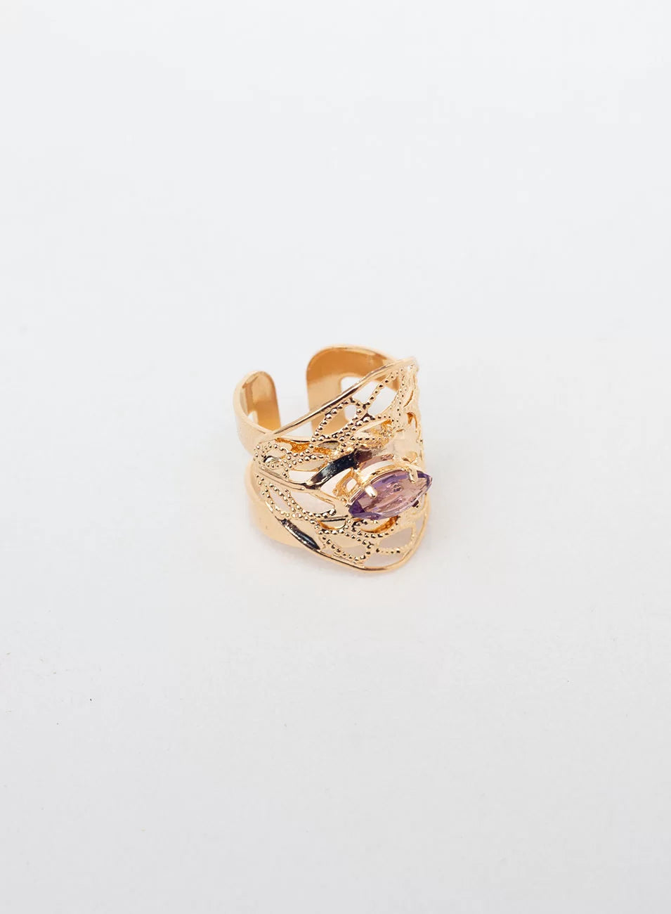 IMPERIAL RING AMETHYST CRYSTAL GOLD PLATED