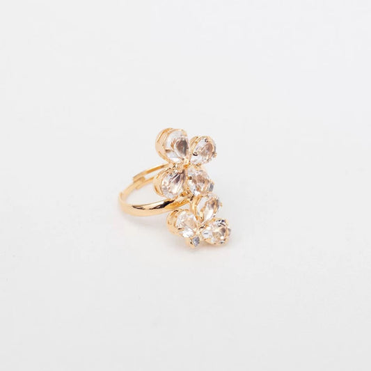 FLORATA RING CLEAR CRYSTAL GOLD PLATING