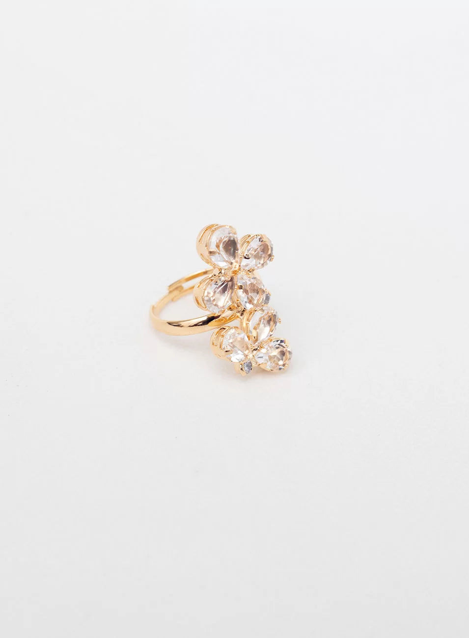 FLORATA RING CLEAR CRYSTAL GOLD PLATING