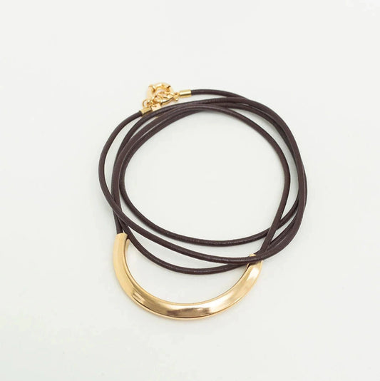 MERSA BRACELET - LEATHER BOW GOLD PLATED