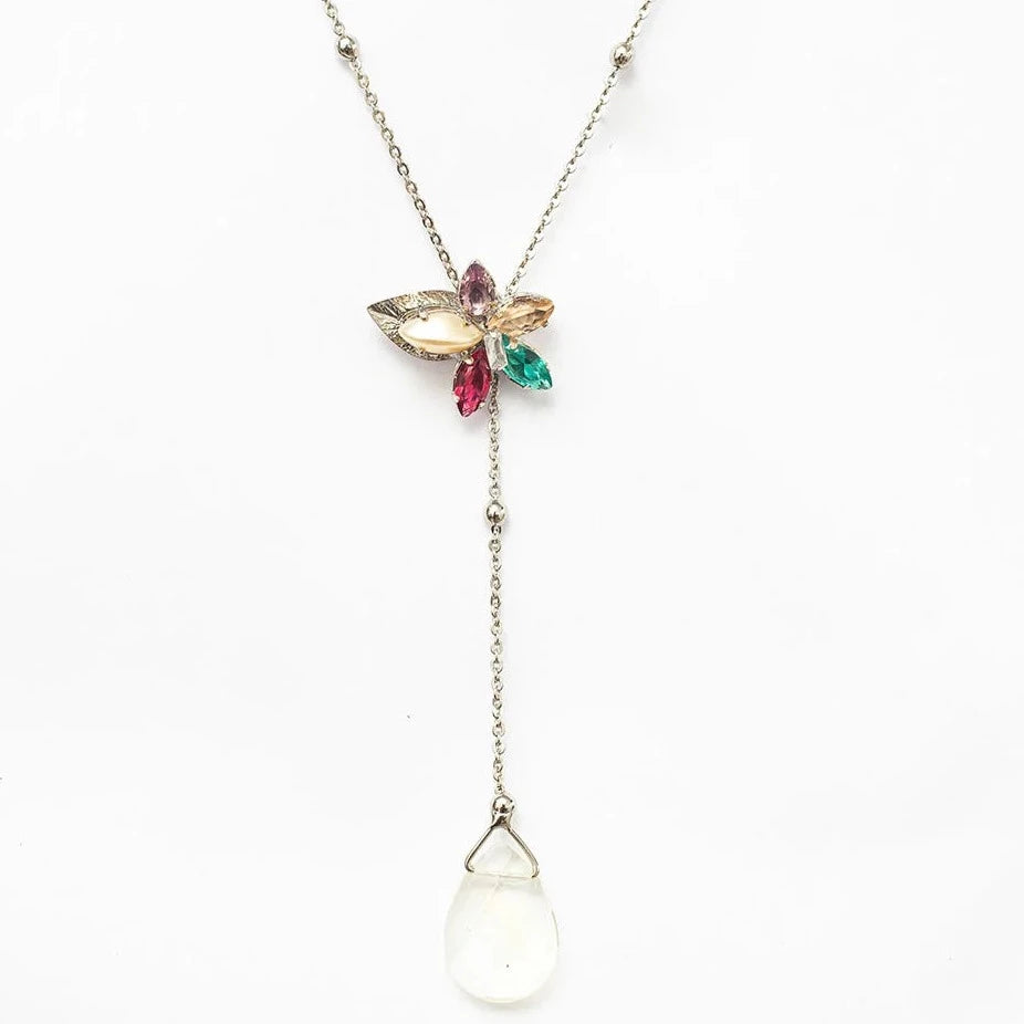 Flower Necklace White Rhodium