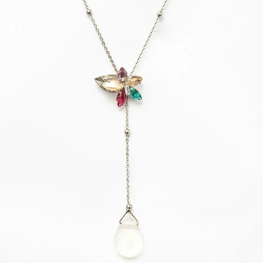 Flower Necklace White Rhodium