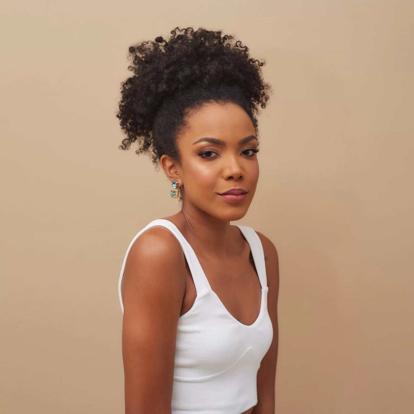 Green Squares Earrings Gold Plated