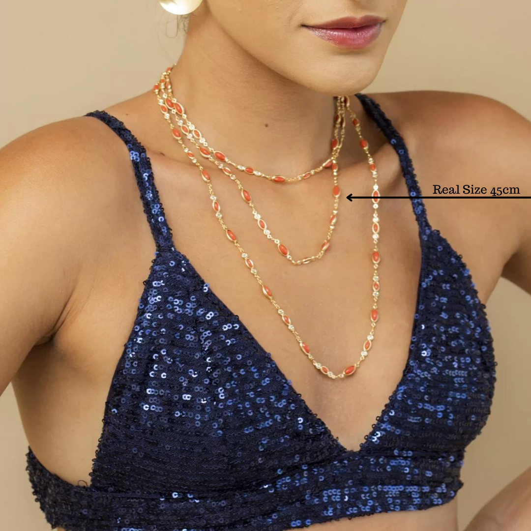 July Coral Necklace Gold Plating
