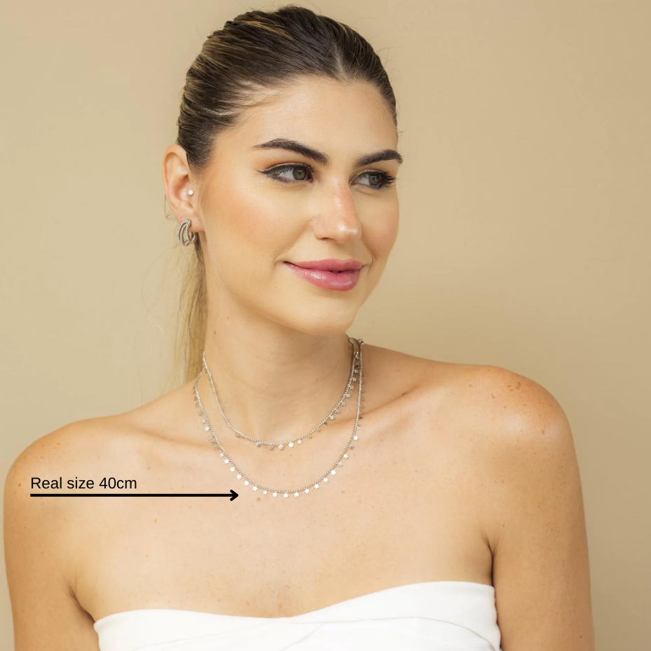 Stars Necklace White Rhodium Plating