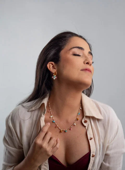OASIS NECKLACE β MIX OF NATURAL STONES WITH GOLD PLATING