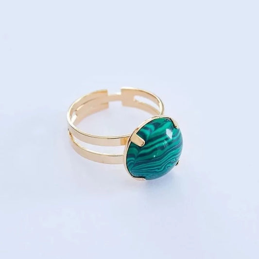 Malachite Ring Gold Plating