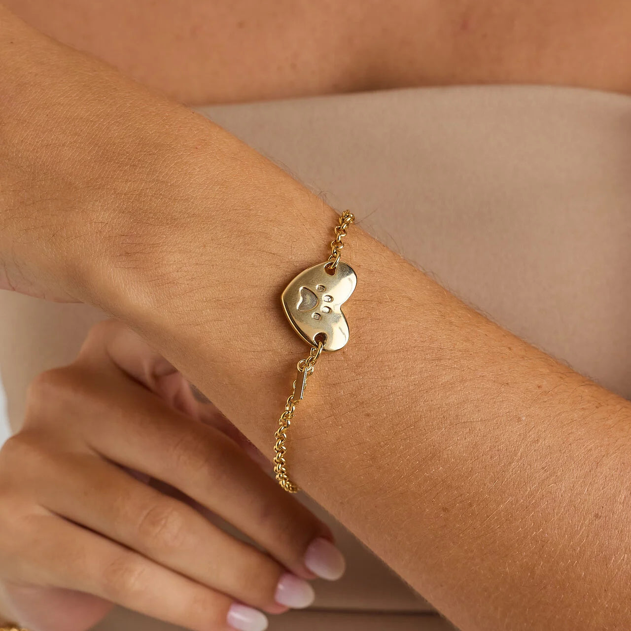 DOG PAW HEART BRACELET GOLD-PLATED