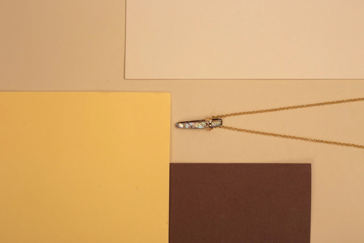 Serenity Necklace in Pistachio Green with Gold Plating