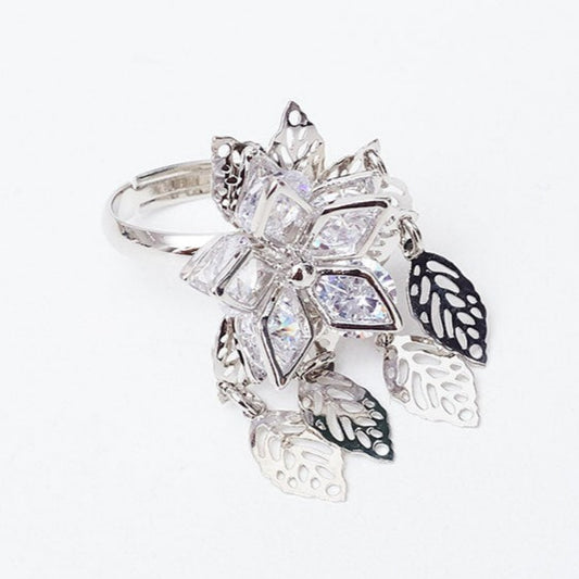 Arbustus Ring White Rhodium Plated