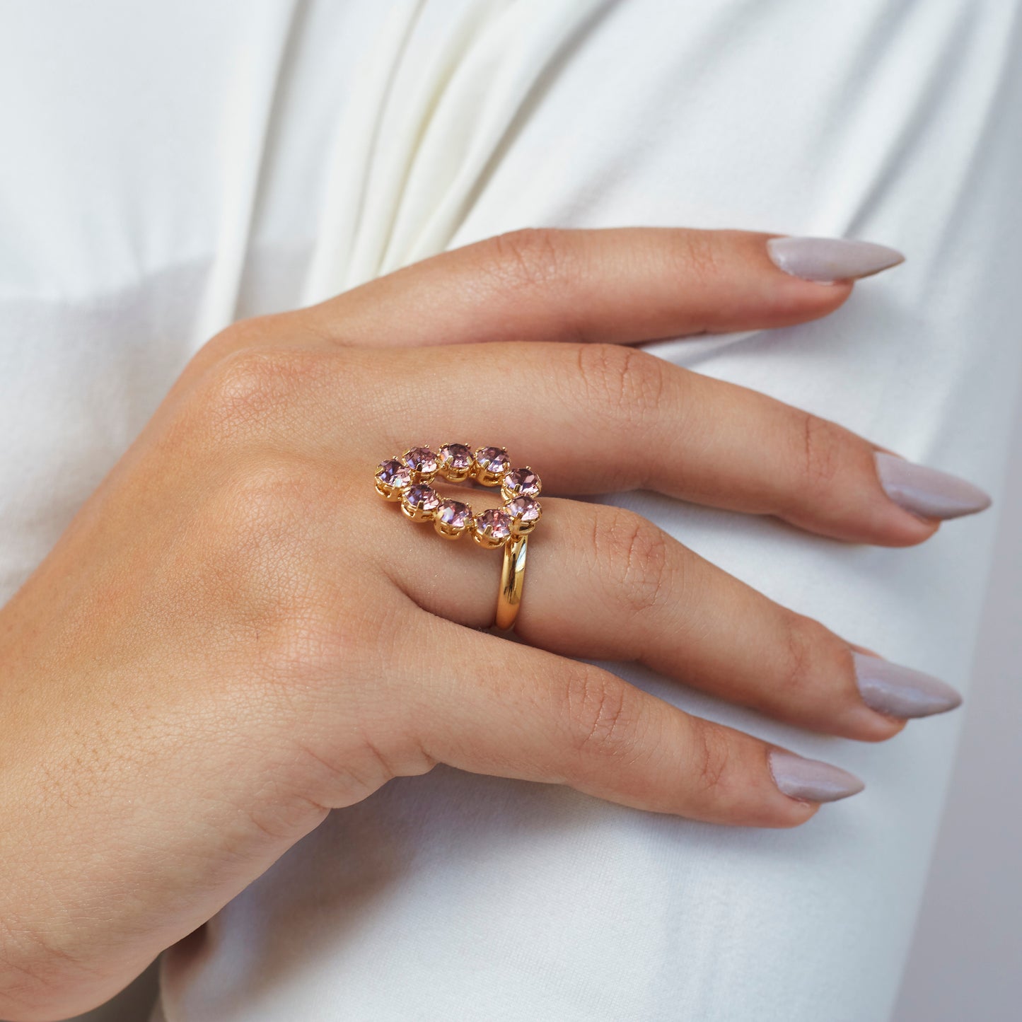 Lilac Drop Ring Gold Plated