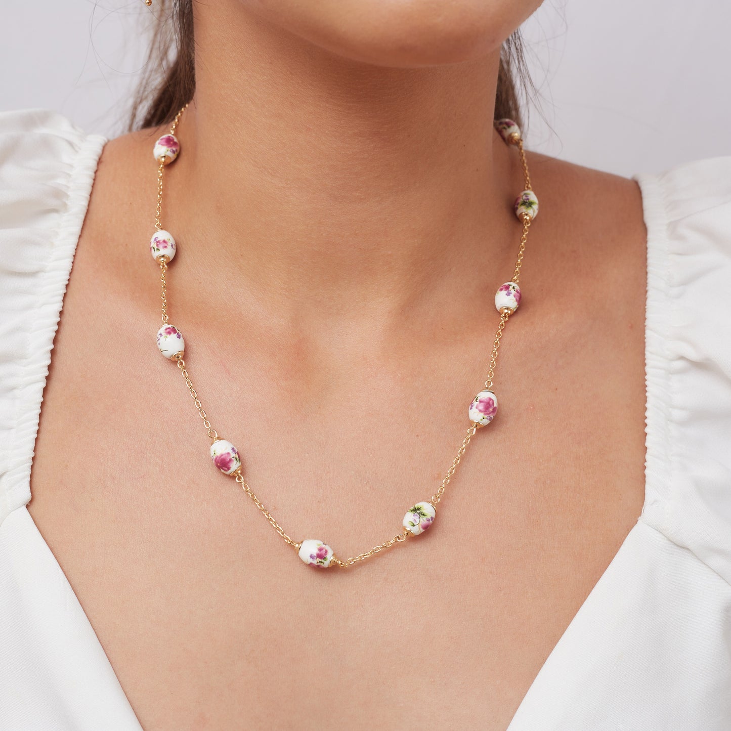 Porcelain Necklace Gold Plated