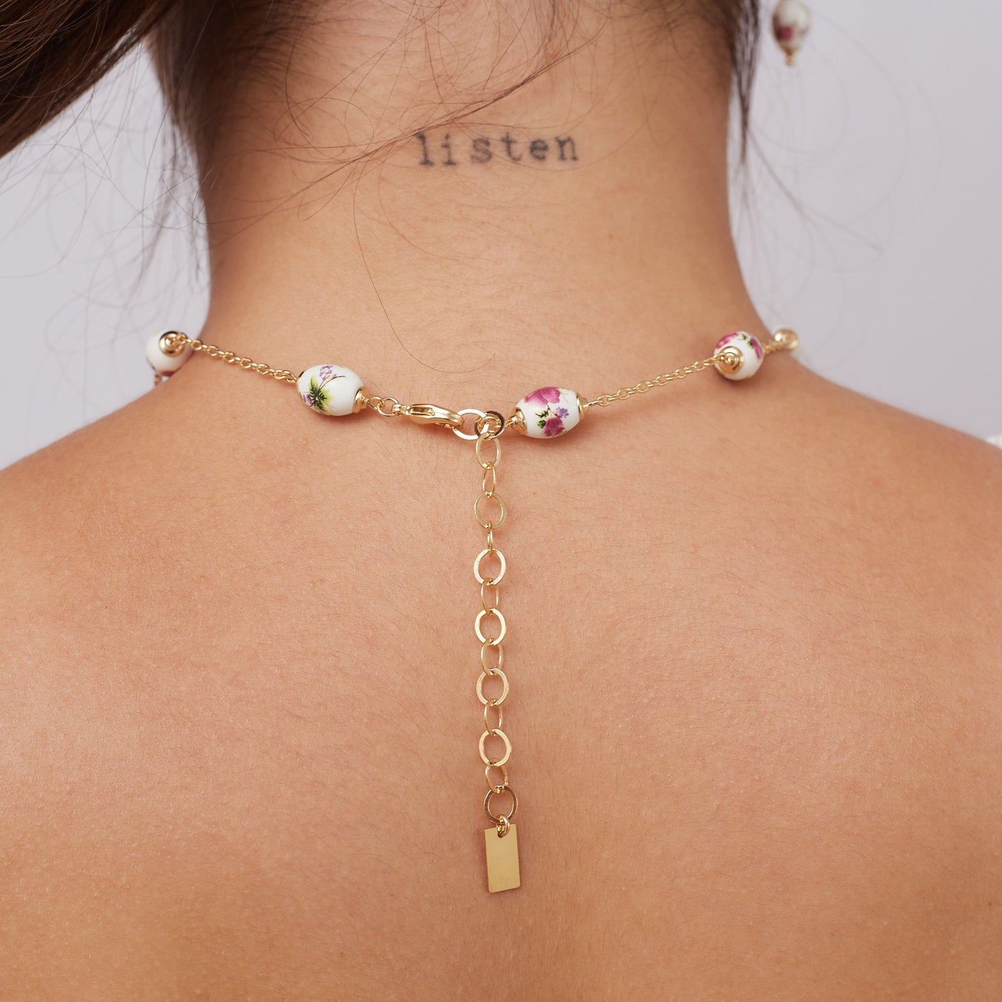 Porcelain Necklace Gold Plated