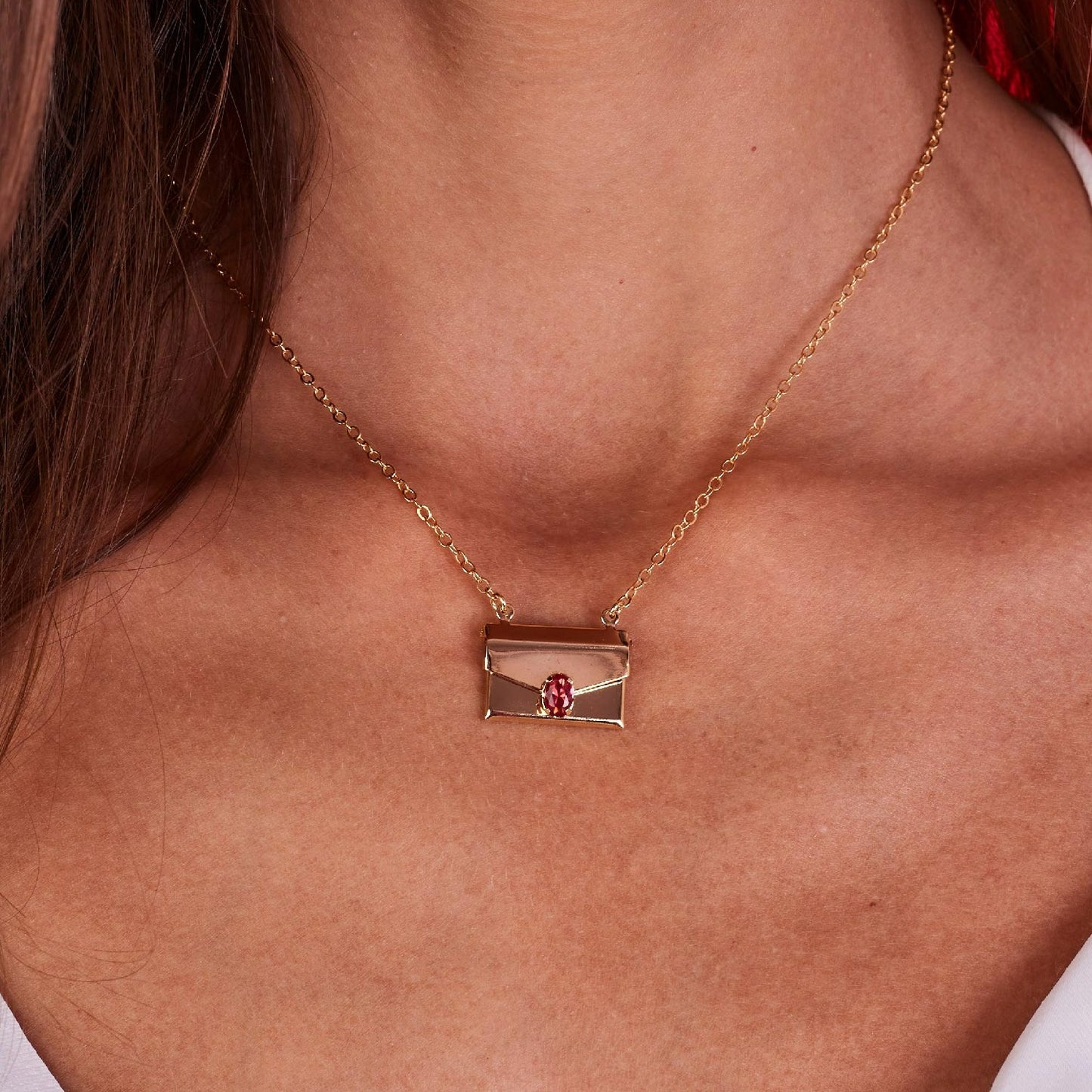 Card Locket Necklace Gold Plated