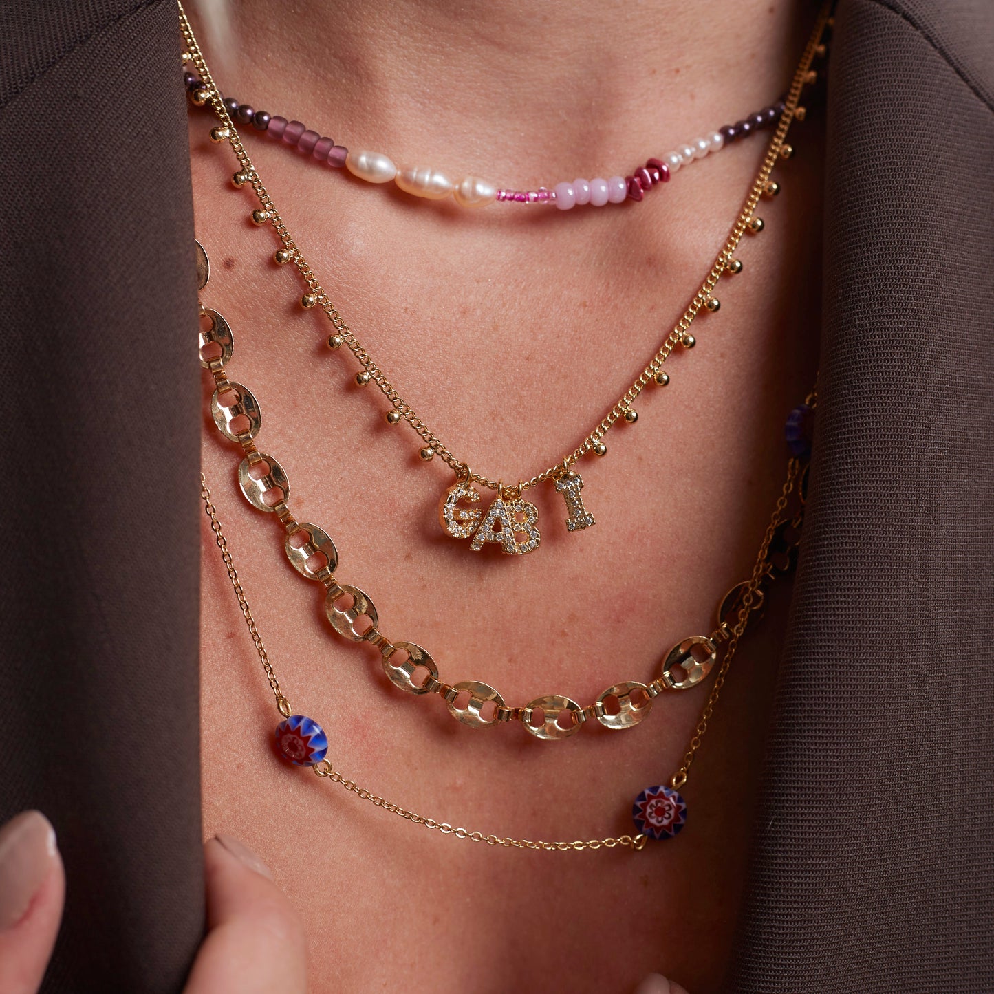 Murano Necklace Gold Plated