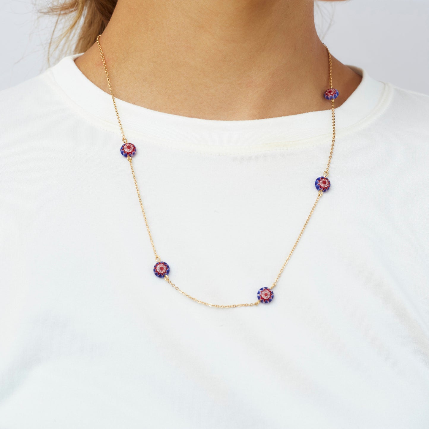 Murano Necklace Gold Plated