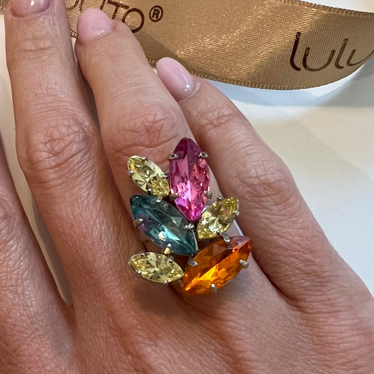 Vitta Crystals Ring White Rhodium Plated
