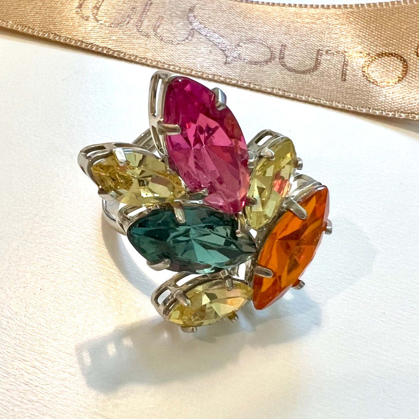 Vitta Crystals Ring White Rhodium Plated