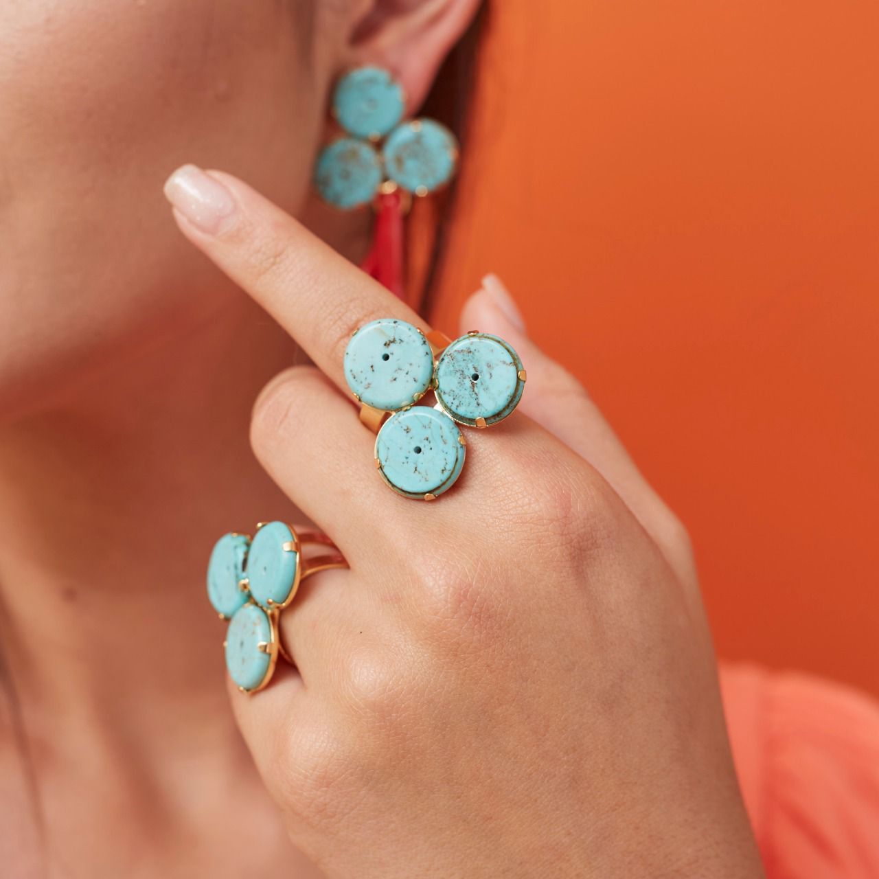 Turquoise Beads Gold Plated