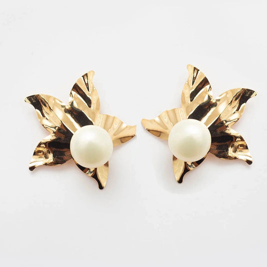 LILA FLOWER EARRINGS GOLD PLATED