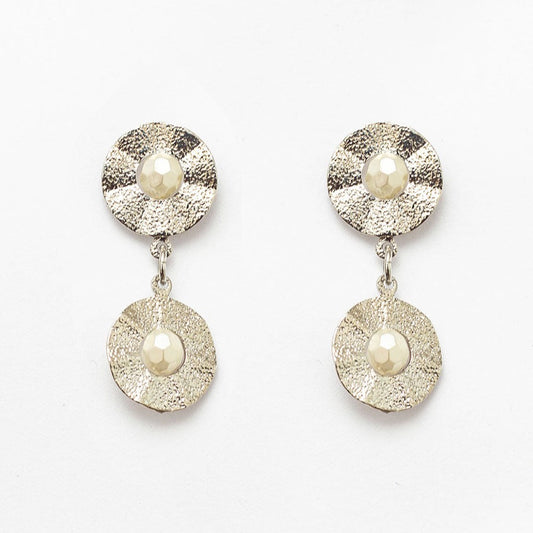 Discos Earrings White Rhodium Plated