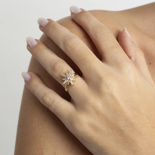 CONSTELLATION RING WITH ZIRCONIA - GOLD PLATED