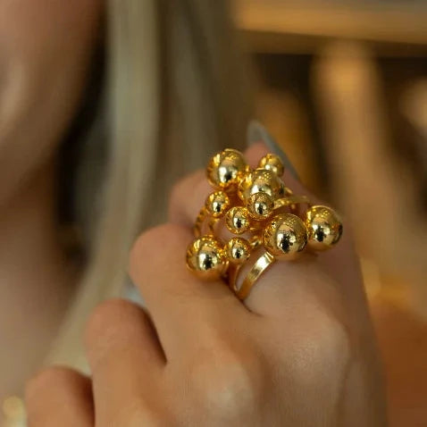 DUKE RING WITH SPHERES - GOLD PLATED