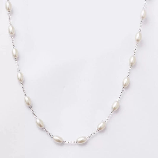 Tiny Pearls Choker White Rhodium Plated