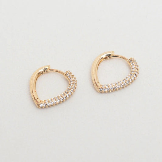 Heart-Shaped Hoop Earrings with Zirconia | Gold Plated