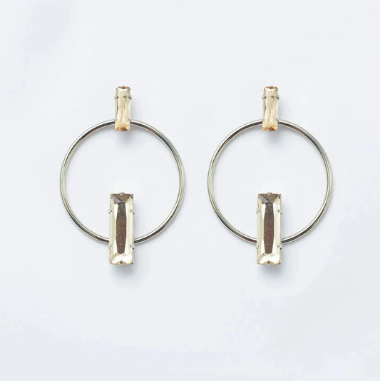 NADIRA HOOP EARRINGS WHITE RHODIUM PLATED