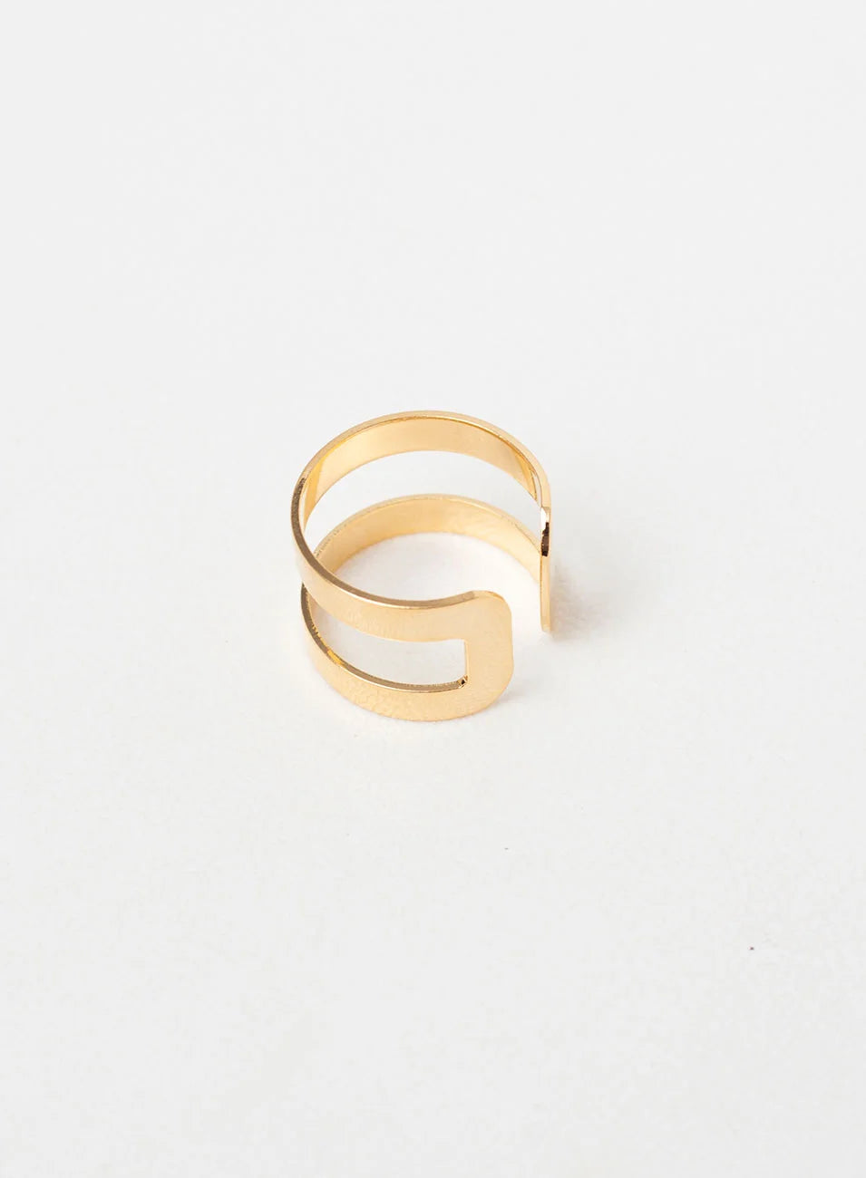 ZEN RING WITH DOUBLE BAND - GOLD PLATED