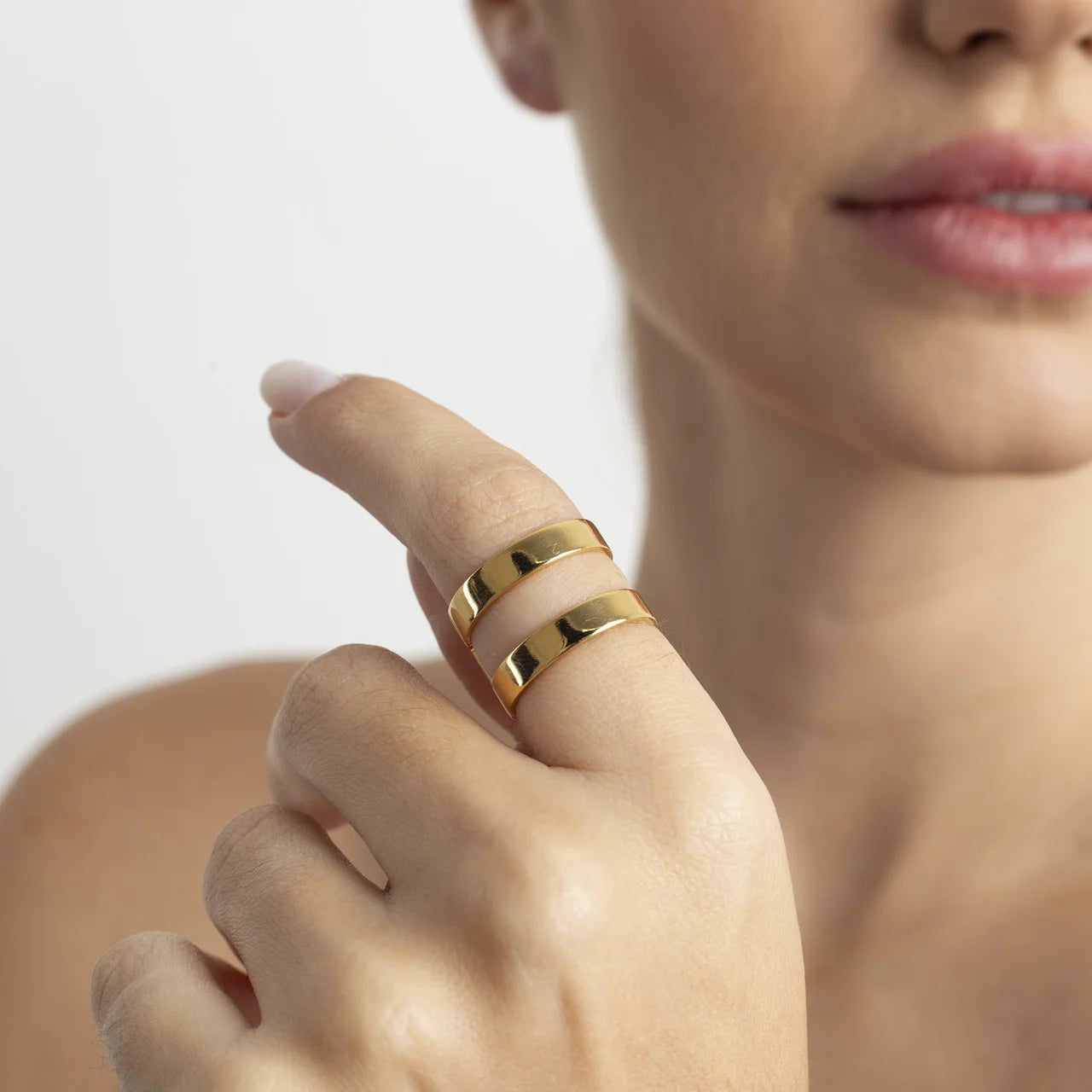ZEN RING WITH DOUBLE BAND - GOLD PLATED