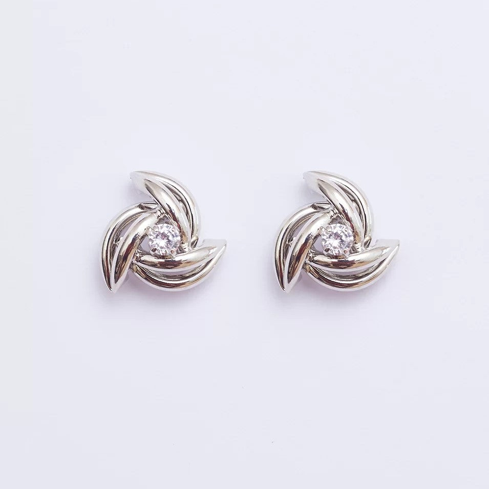 HELIX EARRINGS WITH COLORLESS ZIRCONIA AND WHITE RHODIUM PLATING