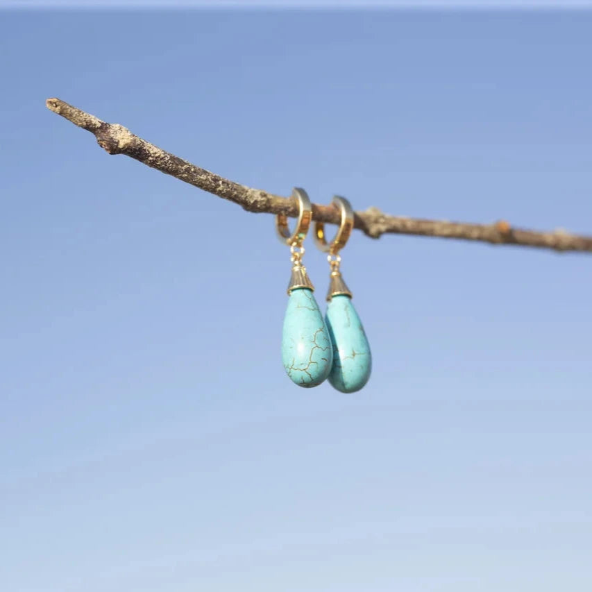 ANASTASIA EARRINGS TURQUOISE STONE GOLD PLATED