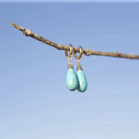 ANASTASIA EARRINGS TURQUOISE STONE GOLD PLATED