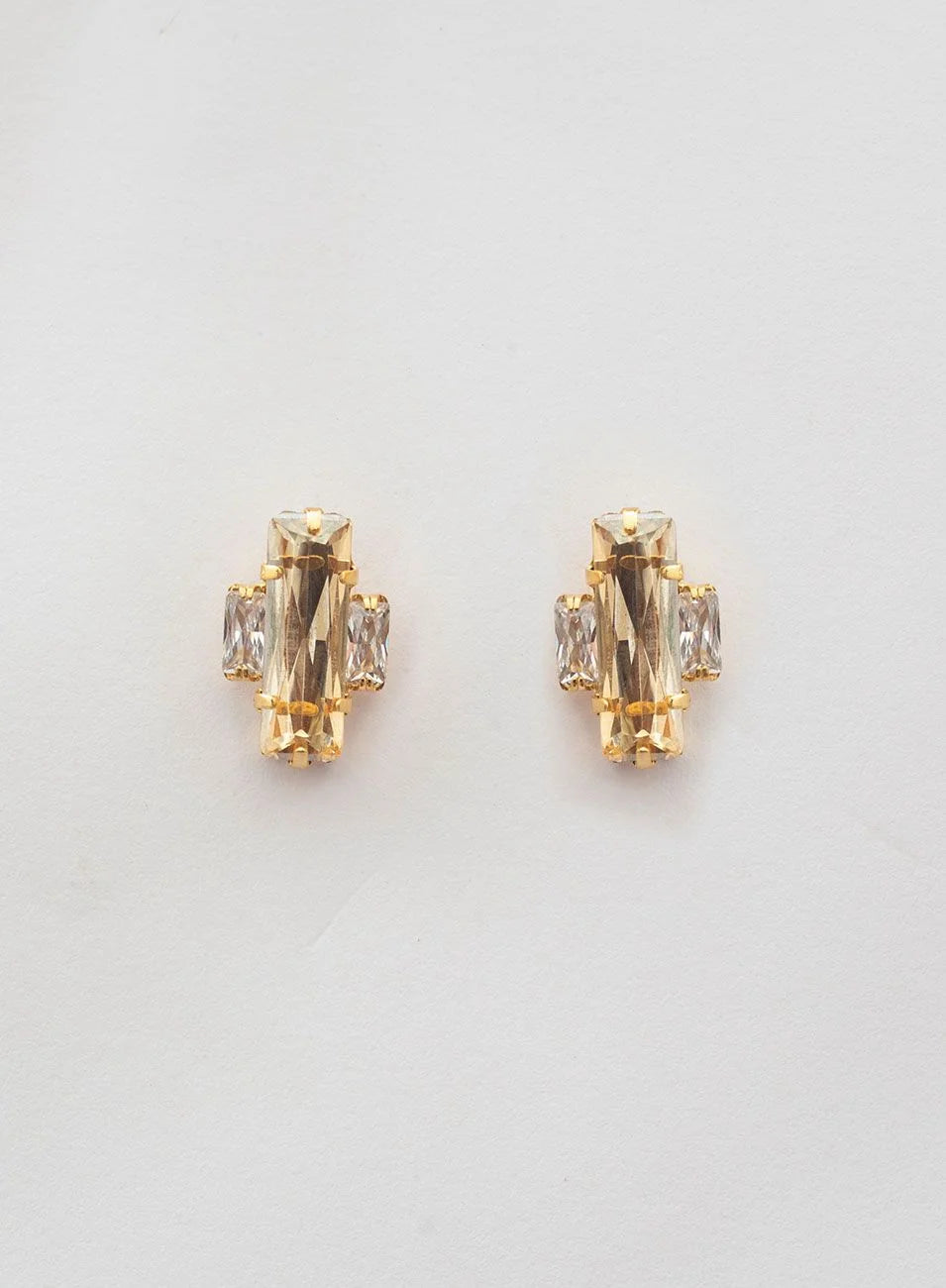 CRISTY EARRINGS BAGUETTE CRYSTAL GOLD PLATED