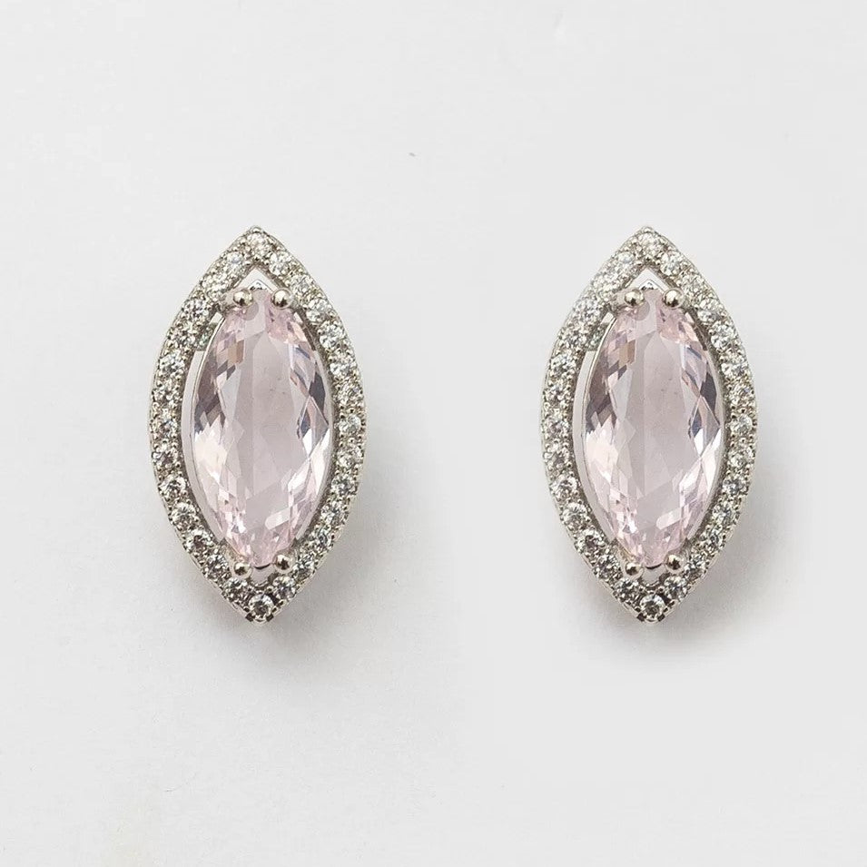 LIA EARRINGS WITH COLORED MARQUISE CRYSTAL AND WHITE RHODIUM PLATING