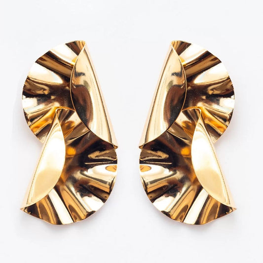 Double Disc Earrings with Gold Plating