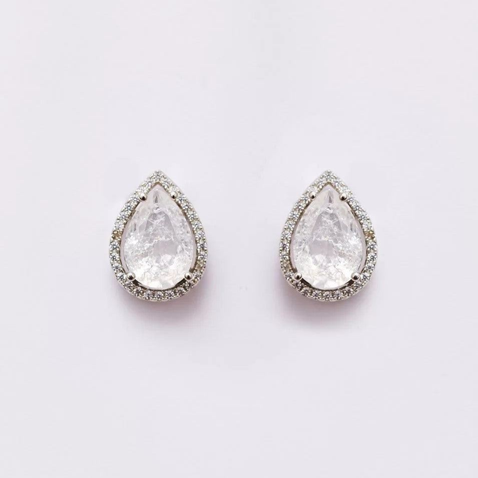 MABÊ EARRINGS WITH COLORLESS STONES AND WHITE RHODIUM PLATING