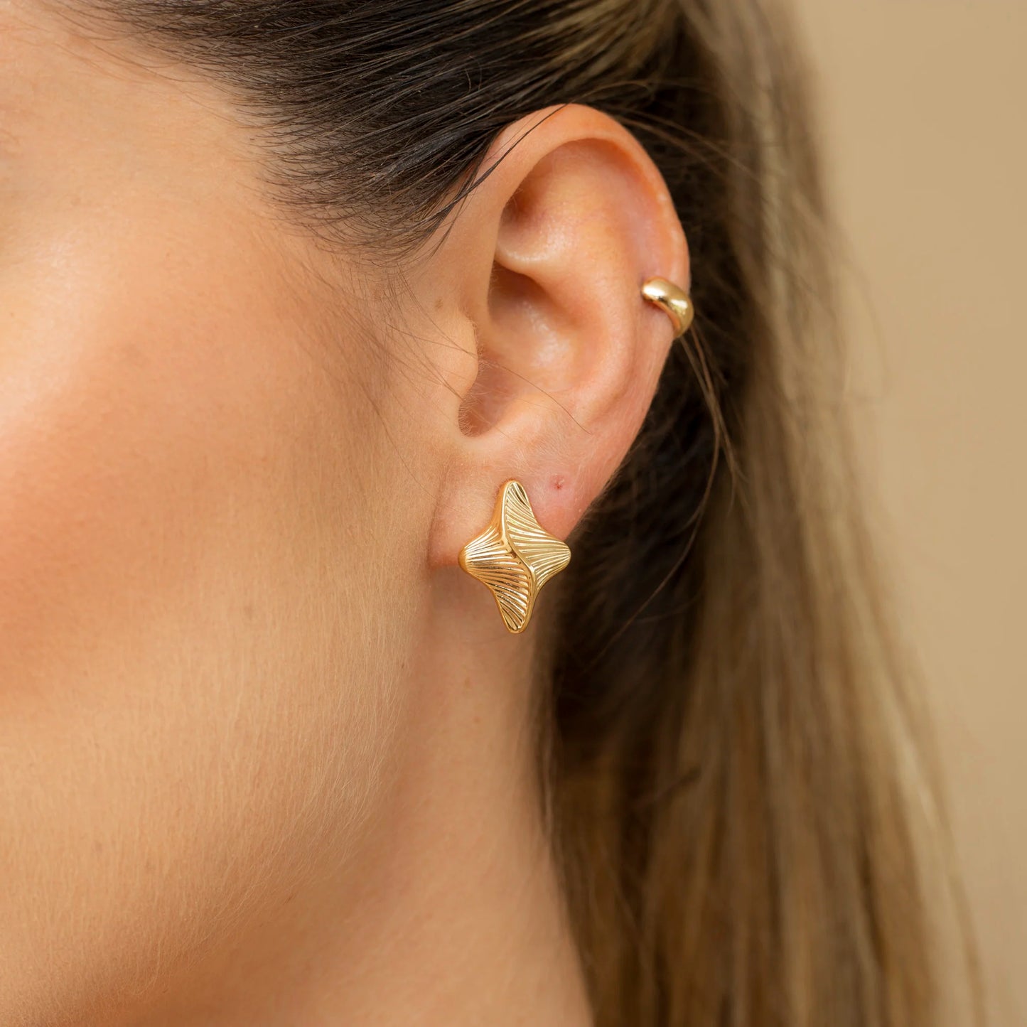 EARRINGS MINI STAR CACK GOLD-PLATED