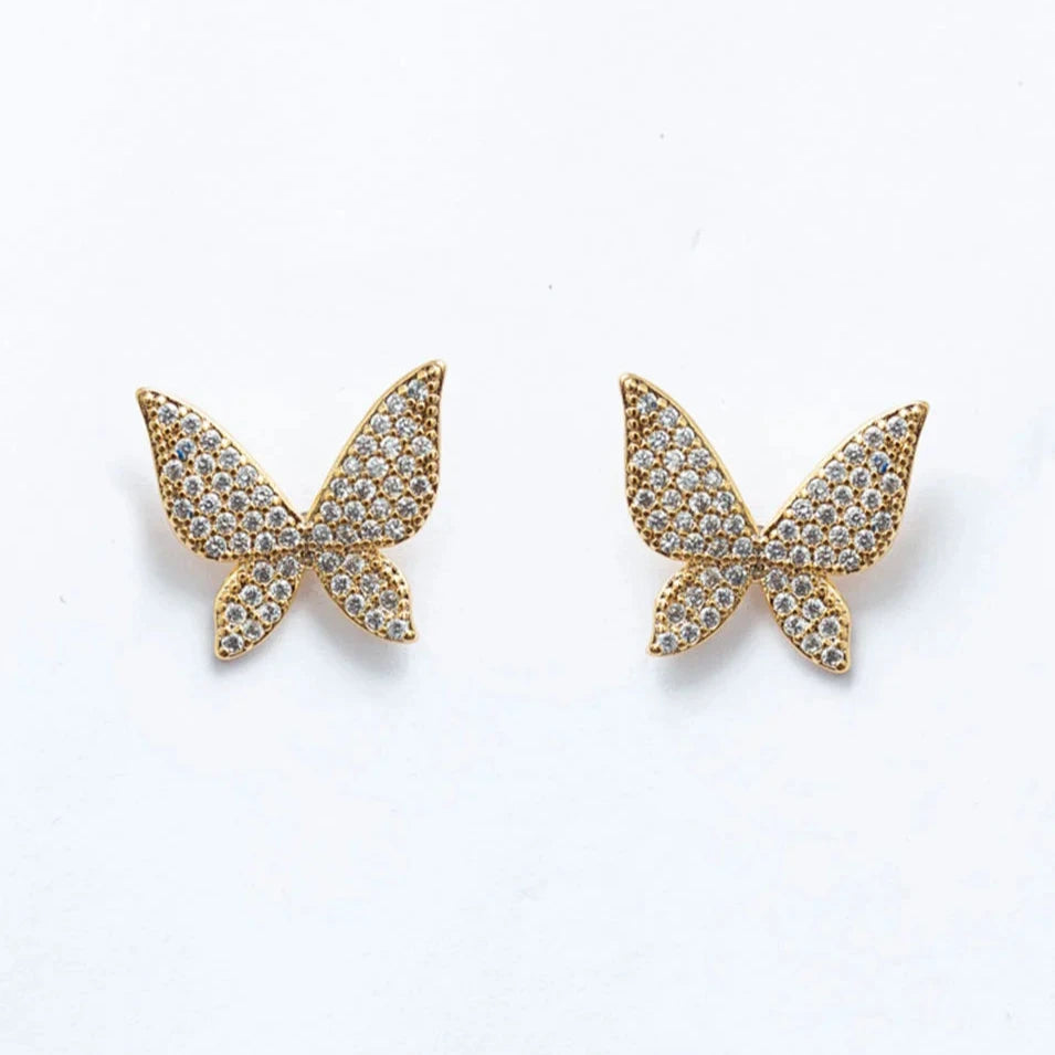 Nabi Butterfly with Zirconia Earring White Gold-Plated