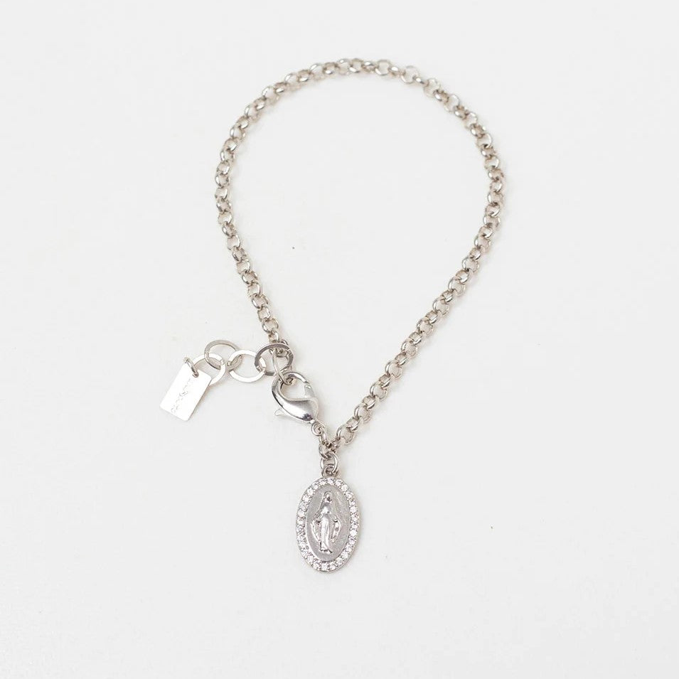 OUR LADY OF APARECIDA BRACELET EMBELLISHED WHITE RHODIUM PLATED