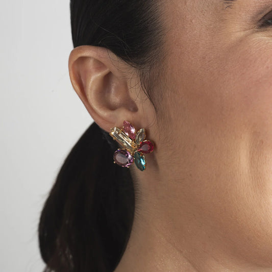 FLORADA EARRINGS WITH LILAC CRYSTAL GOLD-PLATED